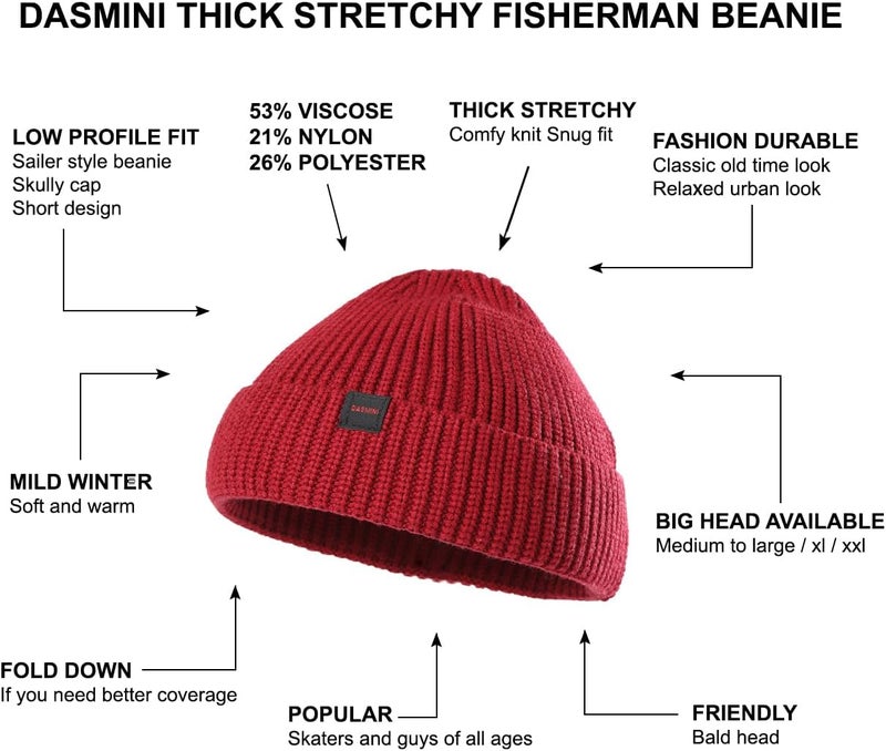 DASMINI Fisherman Beanie Hats for Men Women,Knit Trawler Skull Cap,Watch Cap,Spring Fall Winter Warm Short Hats - Image 4